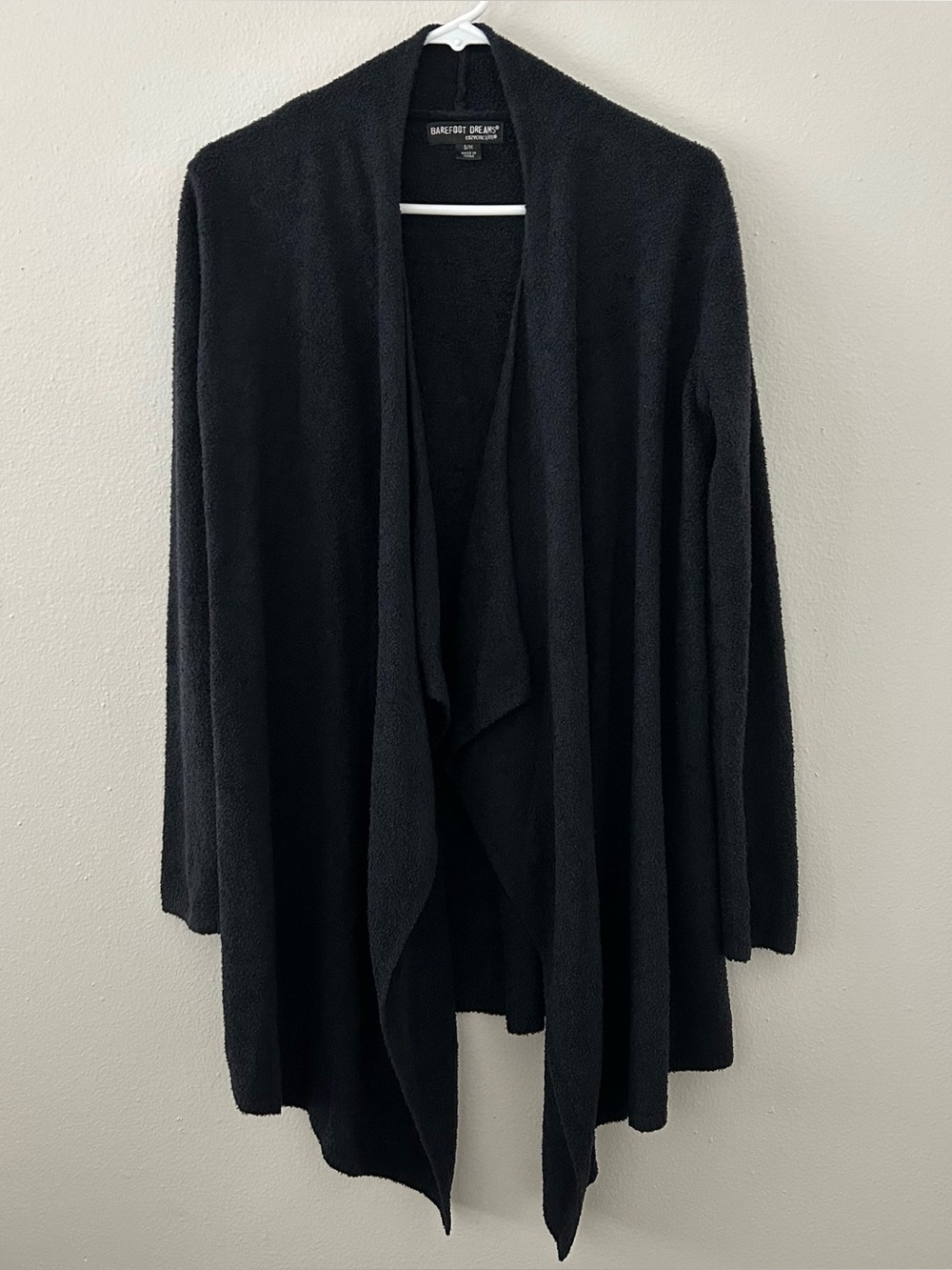 Barefoot Dreams Black Cardigan Sweater Sz S/M CozyChic Lite Open Front Waterfall